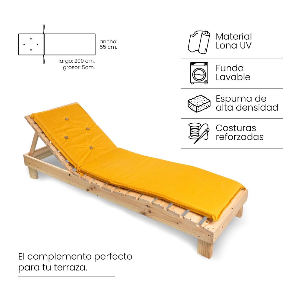 Reposera Unidad con Cojín - Mostaza